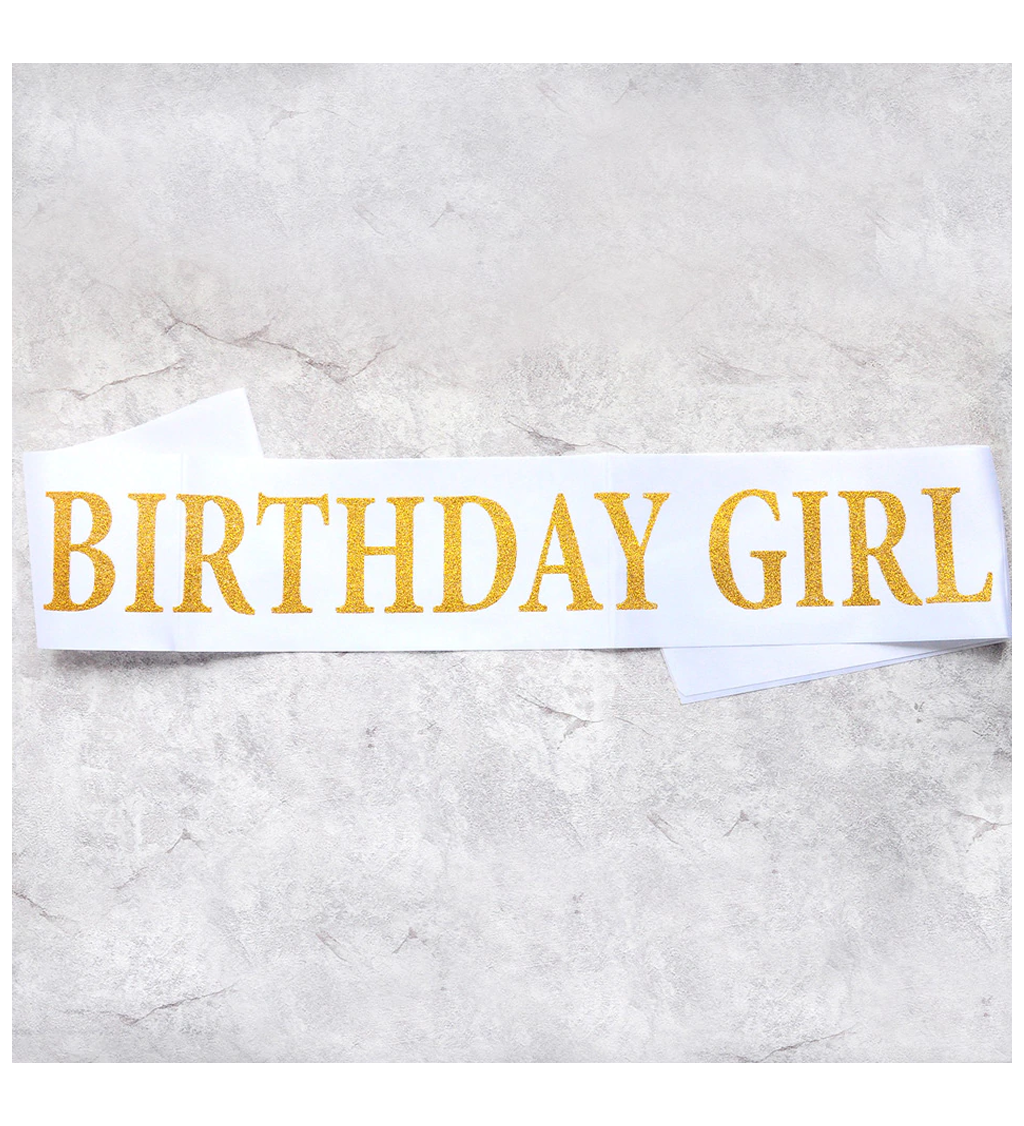 Šerpa, bílá - nápis Birthday Girl