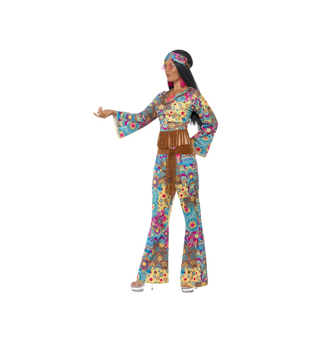 Dámský kostým - Hippie dáma v květinových kalhotách