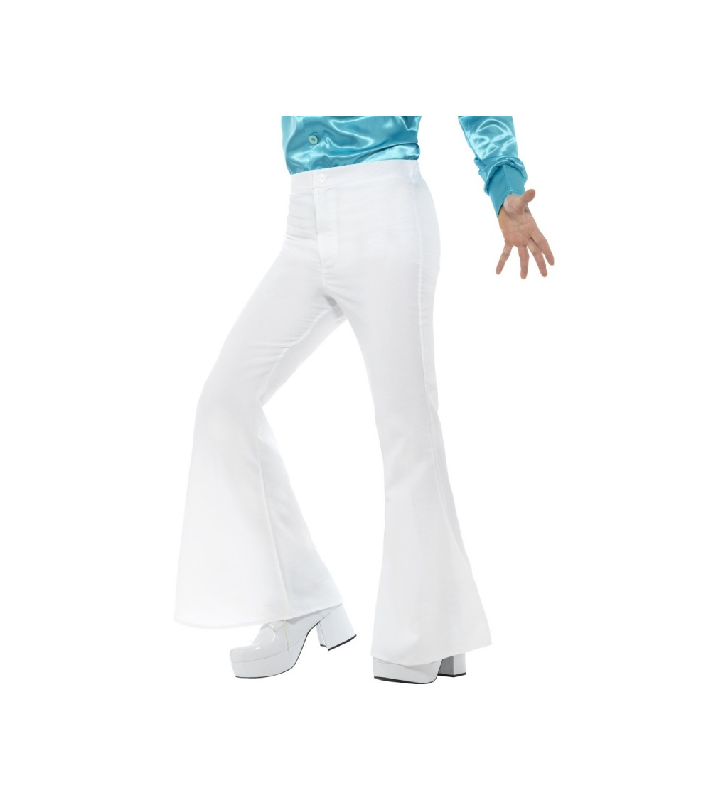 Pánské zvonové kalhoty v bílé barvě
