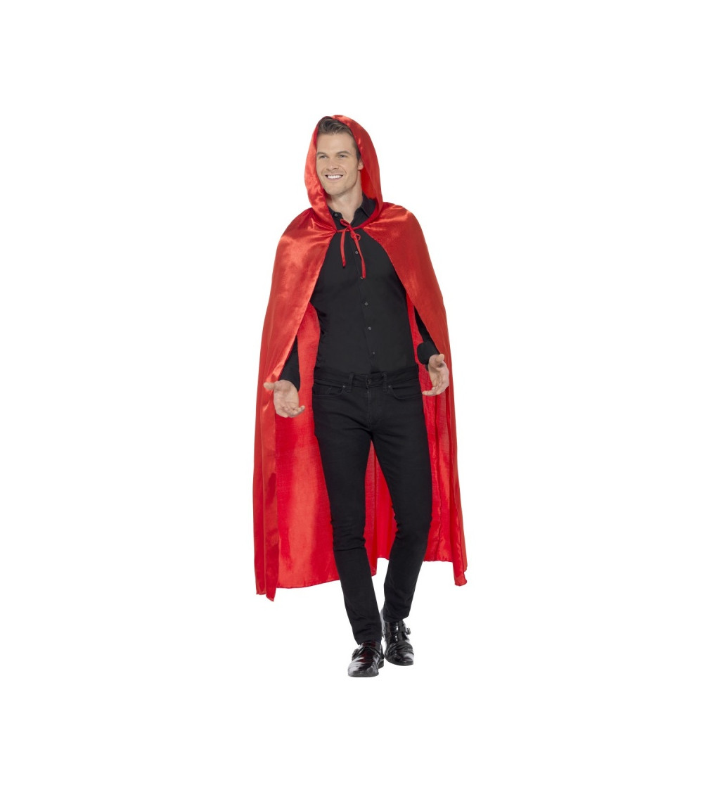 Dlouhý plášť s kapucí - červený