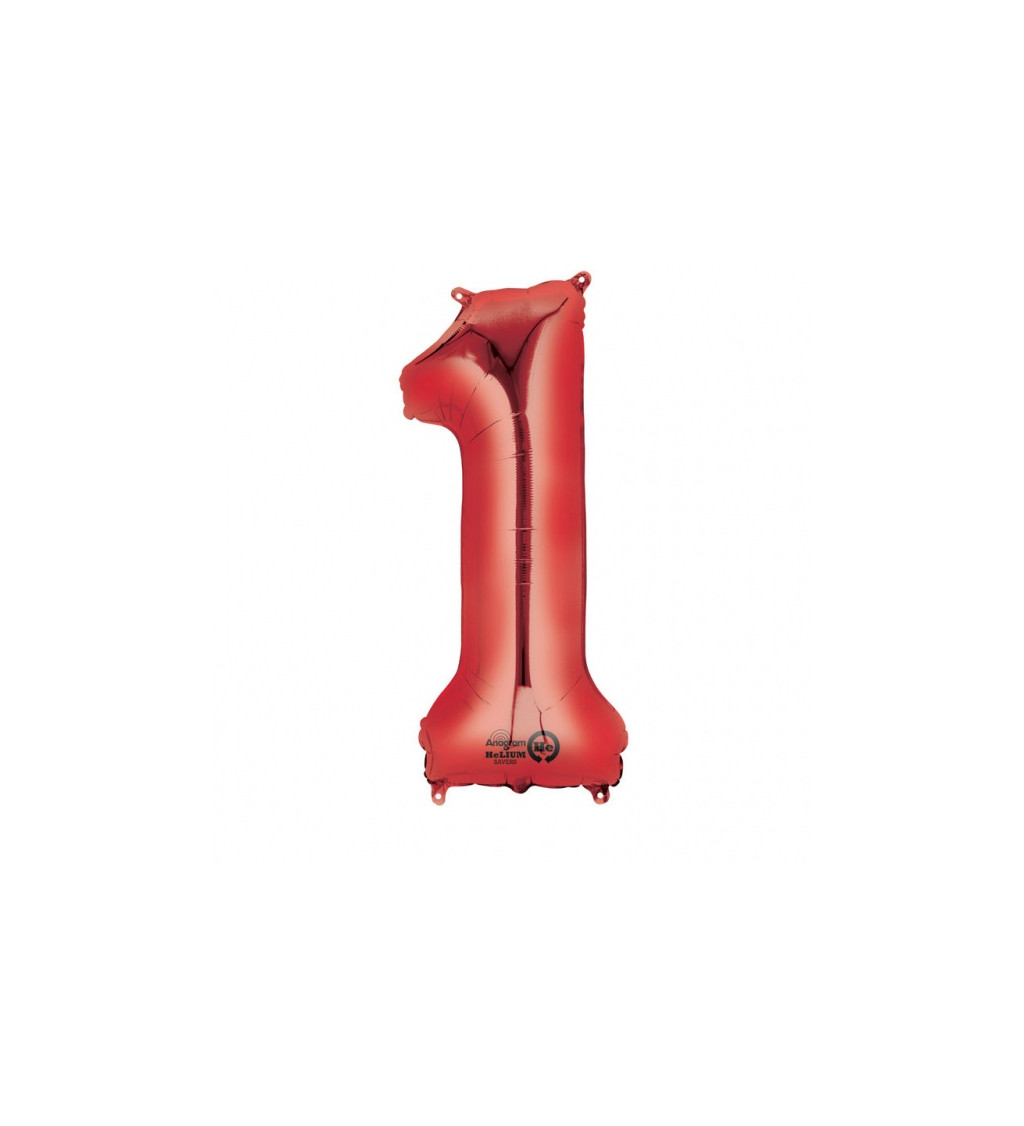 Fóliový balónek "1" - červený