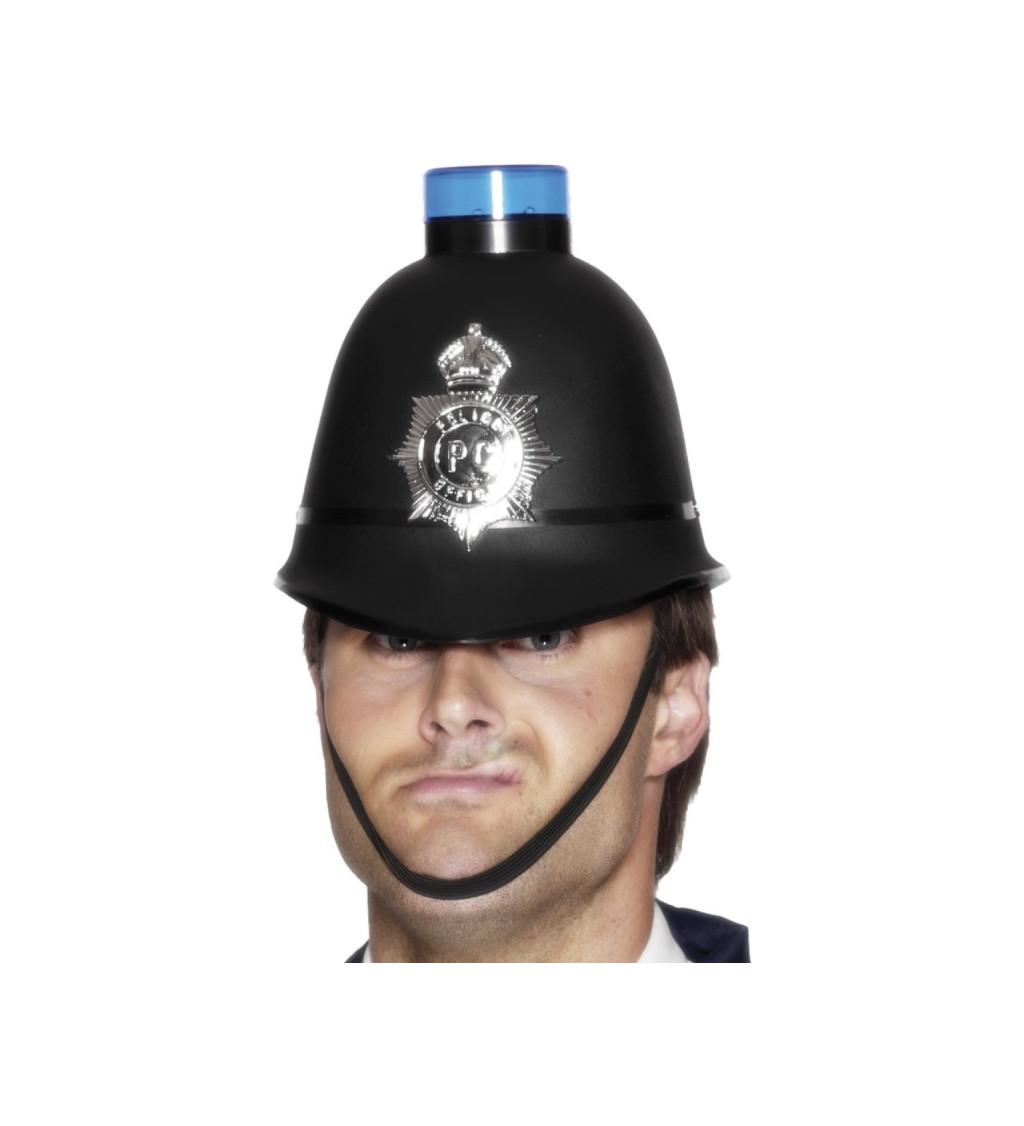 Britská policejní čepice s modrým majákem