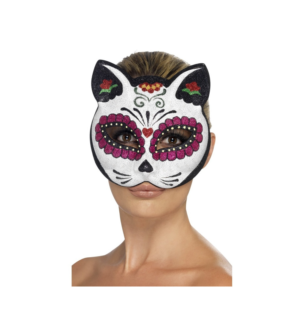 Benátská maska Kočka Day od the Dead