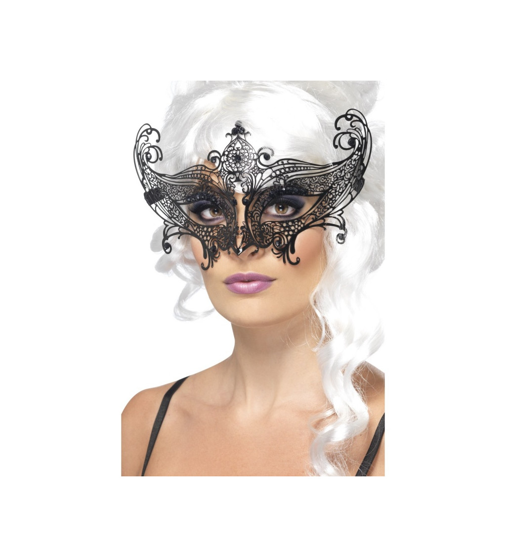 Benátská maska černá Železná lady