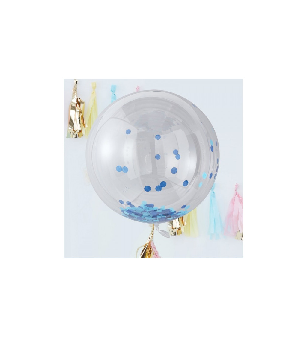 Velké balónky s modrými konfetami