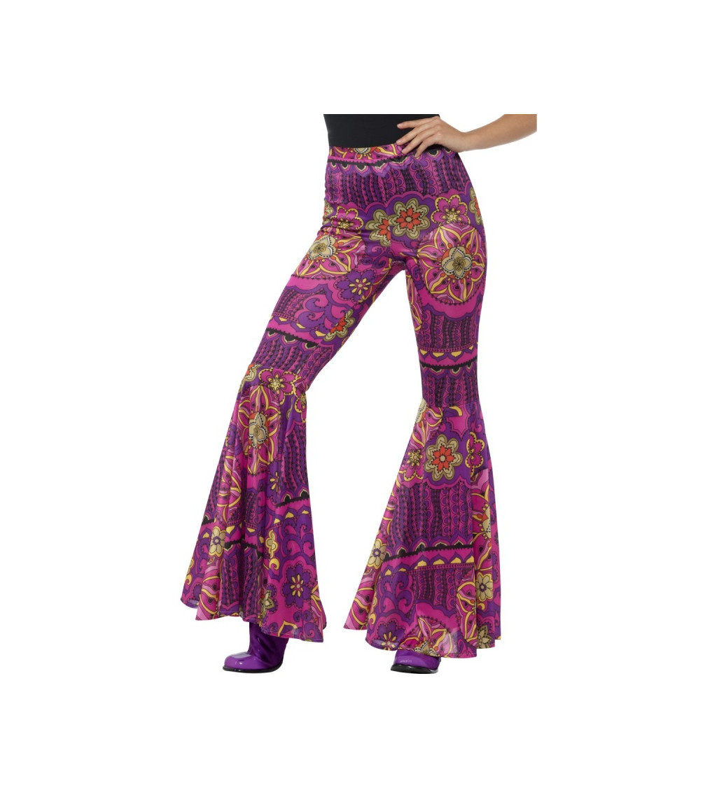 Dámské zvonové kalhoty fialové Woodstock