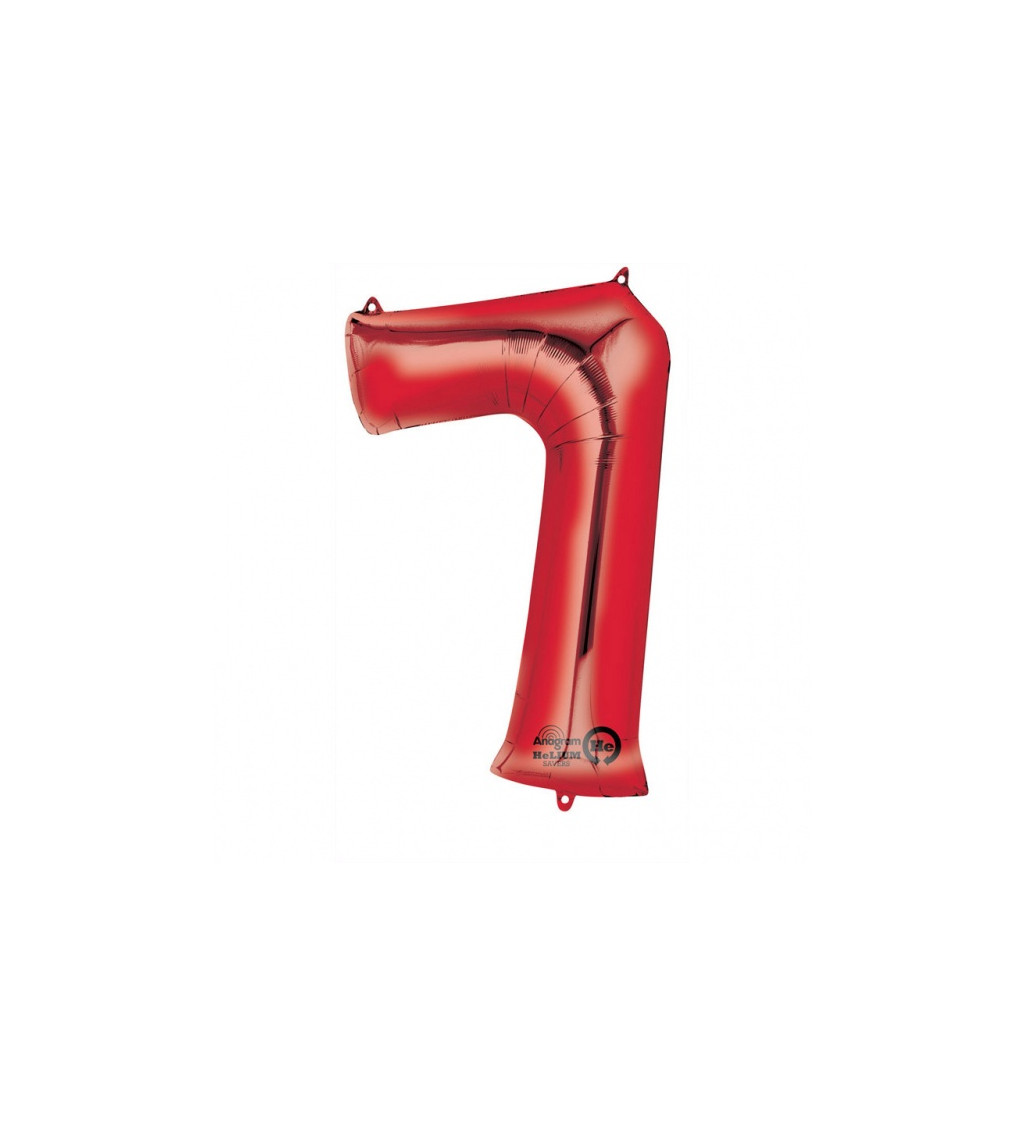 Fóliový balónek "7" - červený