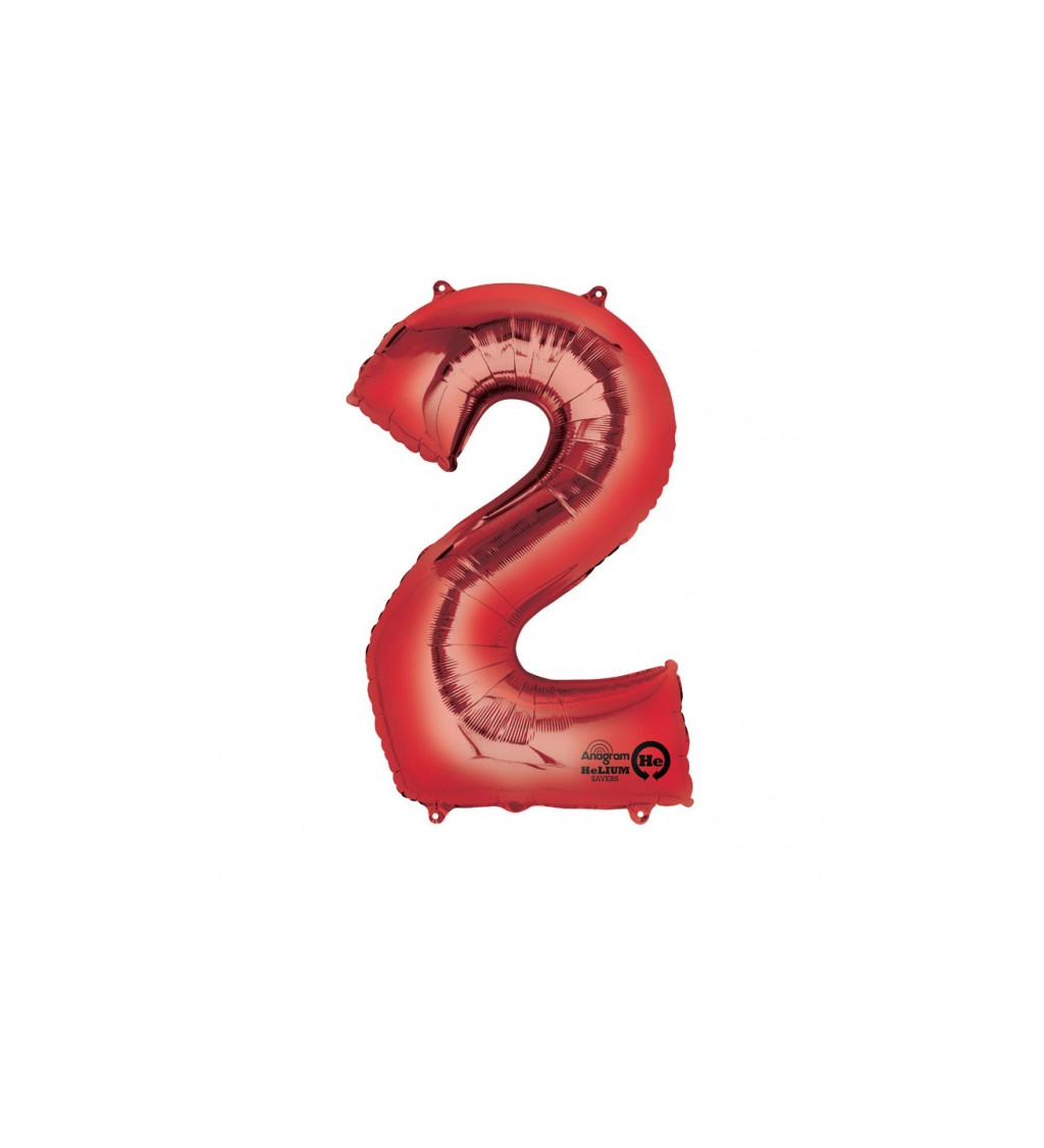 Fóliový balónek "2" - červený