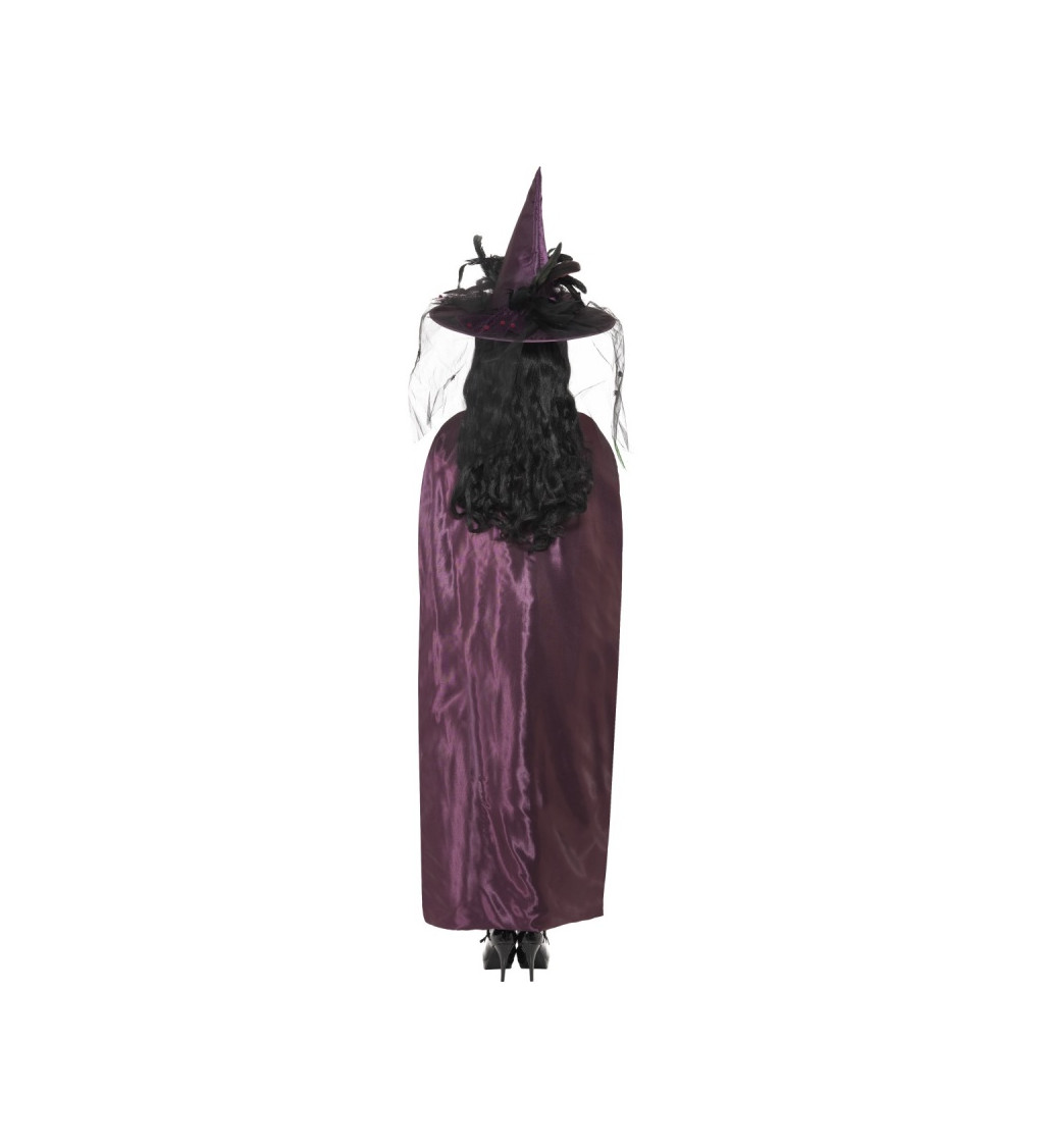 Deluxe sada - čarodějnický plášť s kloboukem ve fialové barvě