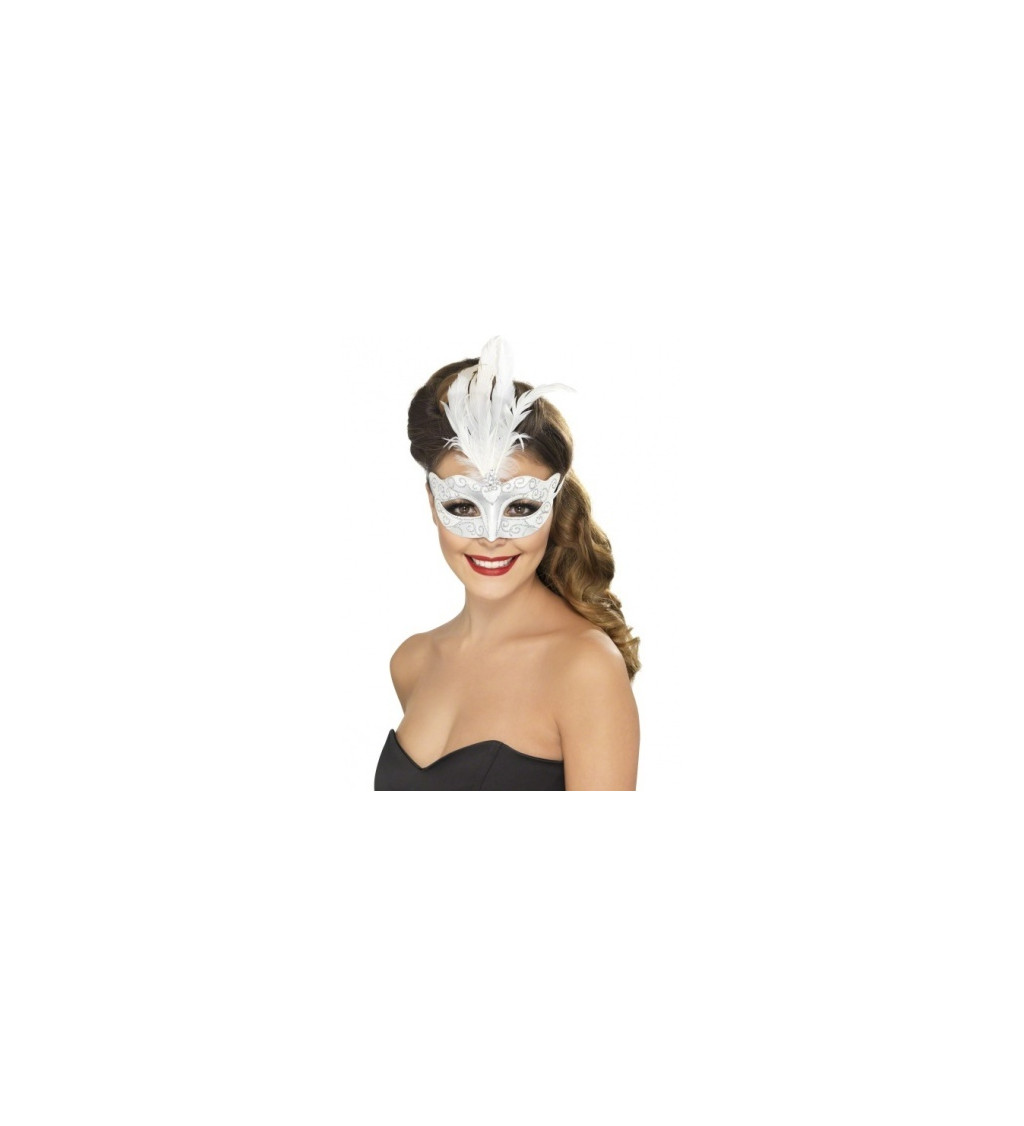 Benátská maska Bílá královna