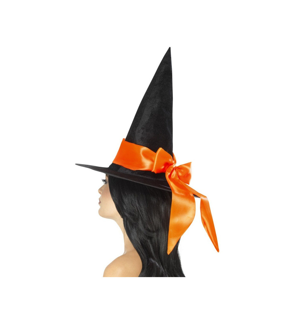 Čarodějnický klobouk mašlí - oranžová