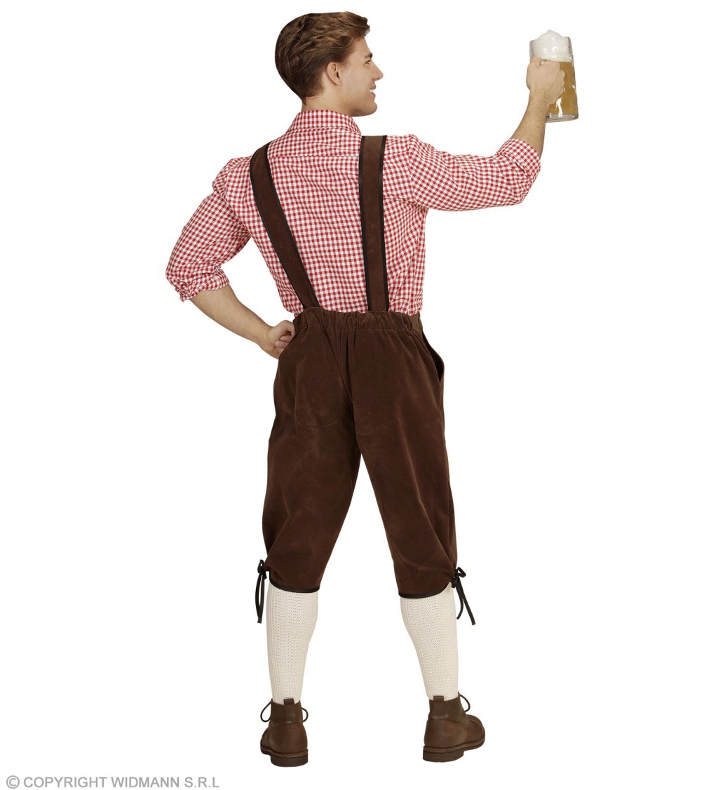 Bavorské hnědé kalhoty z pravé kůže