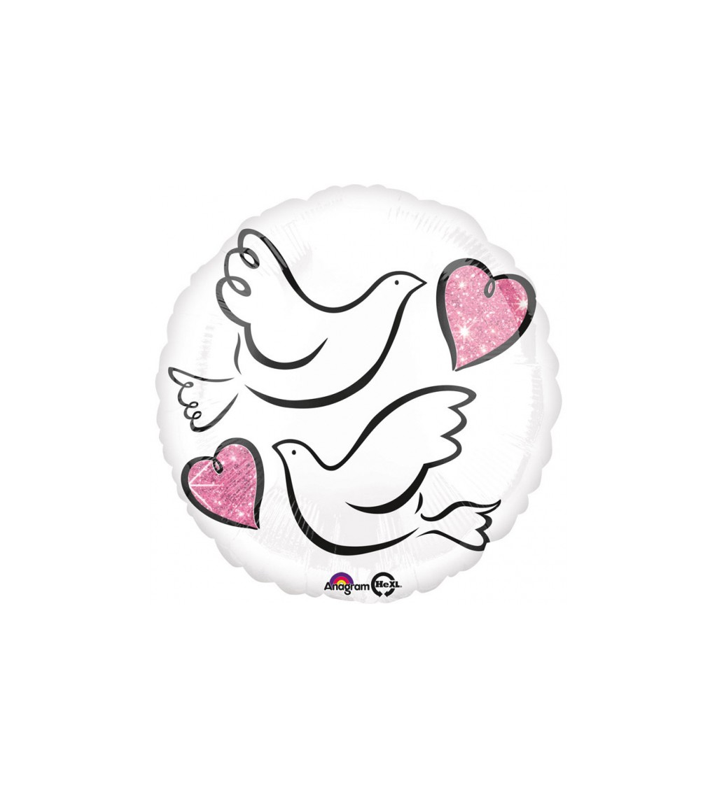 Fóliový balónek - svatební holubice