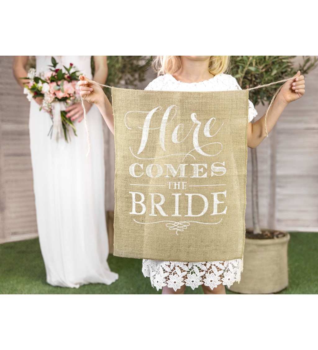 Banner do uličky - Here comes the bride