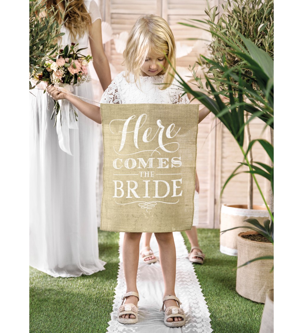 Banner do uličky - Here comes the bride