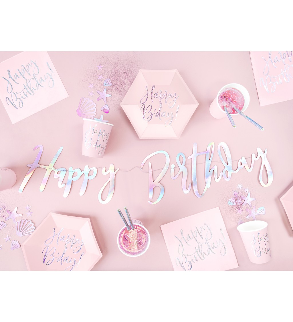 Talířek Happy B'day!, světle pudrově růžová