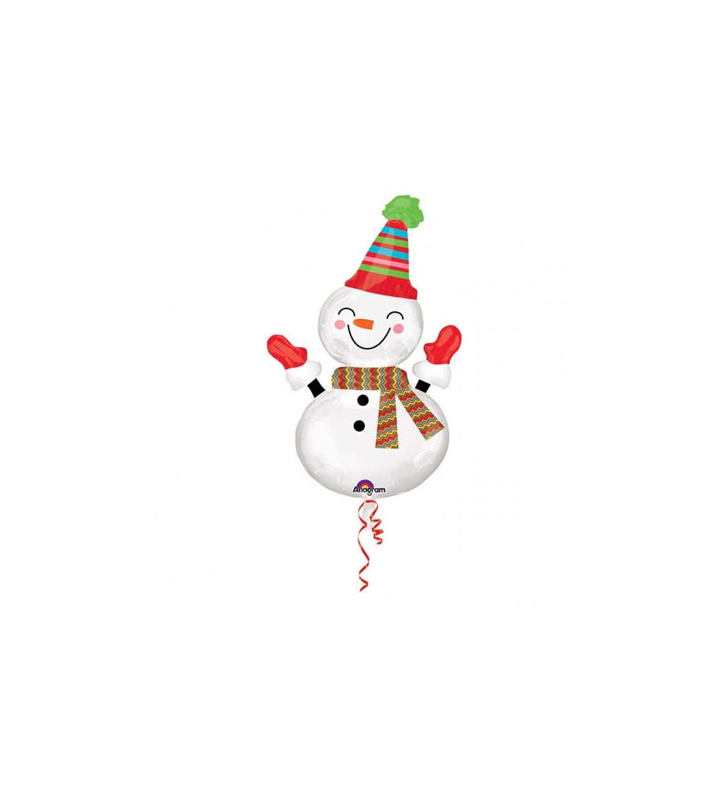 Vánoční sněhulák fóliový balónek