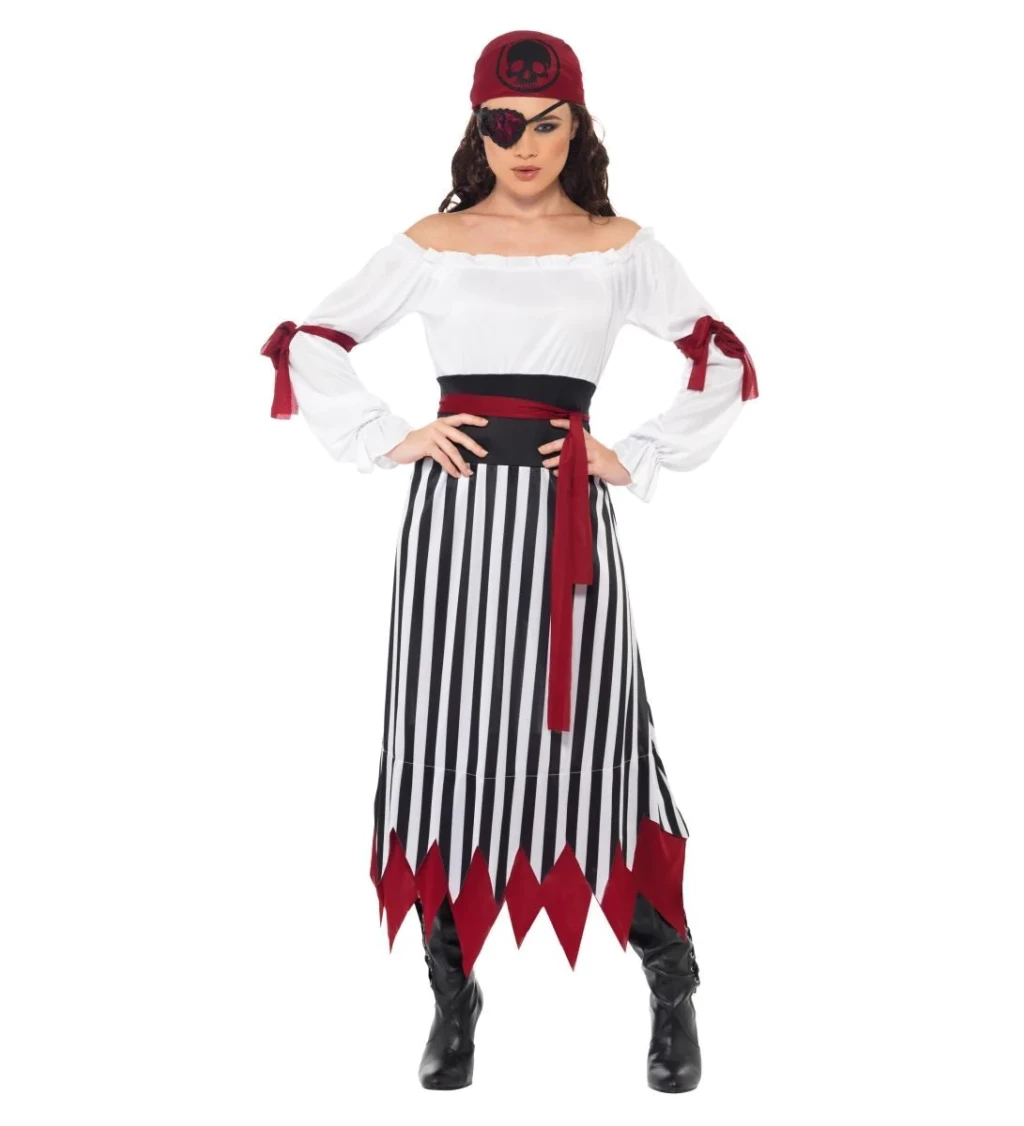 Dámský kostým - Pirátka pruhované šaty