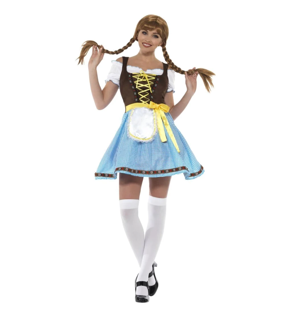 Dívčí kostým Oktoberfest - modrohnědý