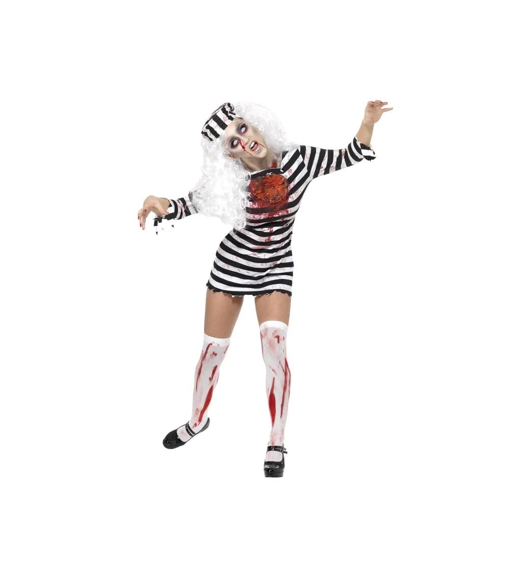 Dámský kostým - Zombie pruhovaná vězeňkyně