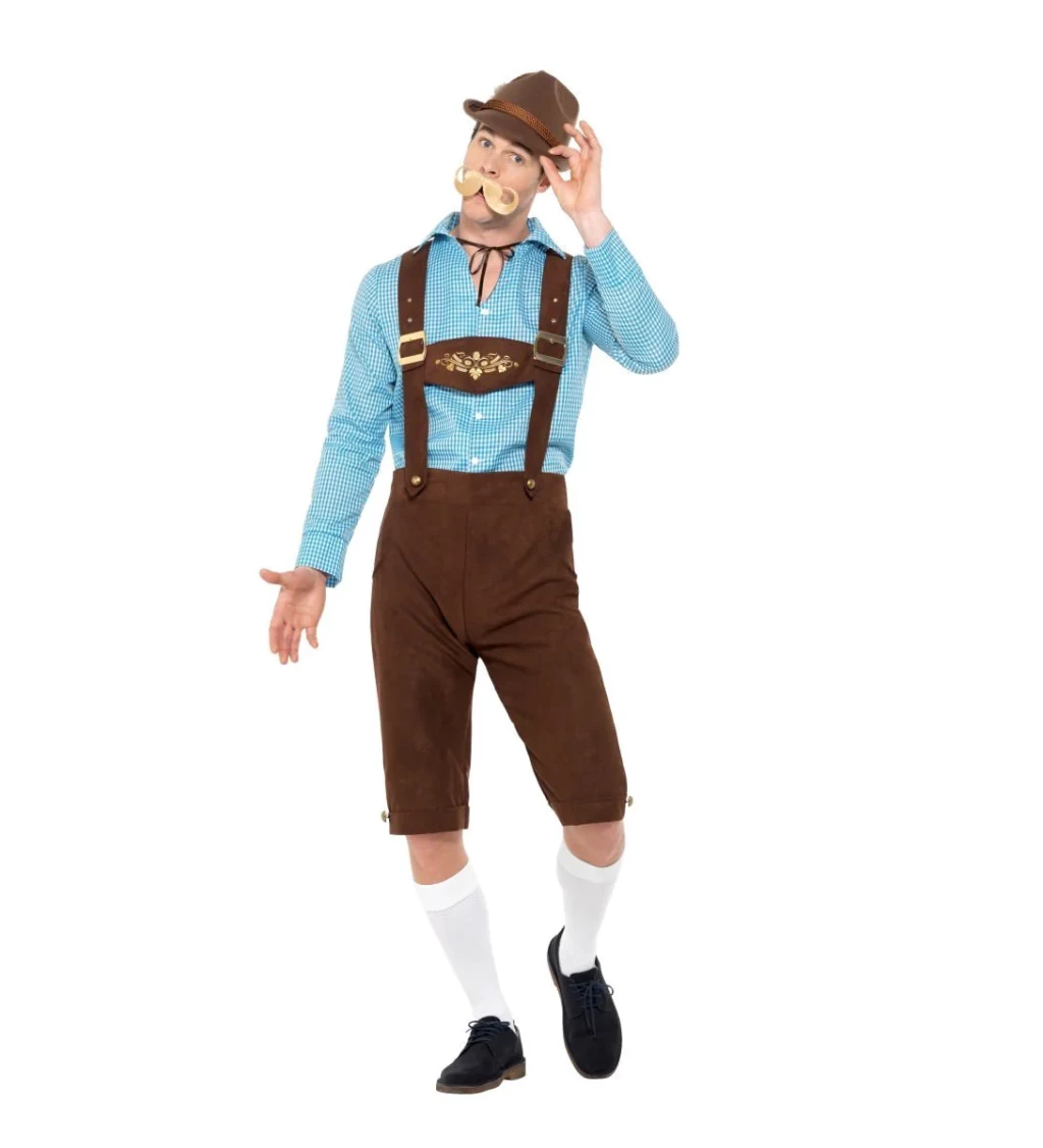 Pánský kostým Oktoberfest - modrohnědý