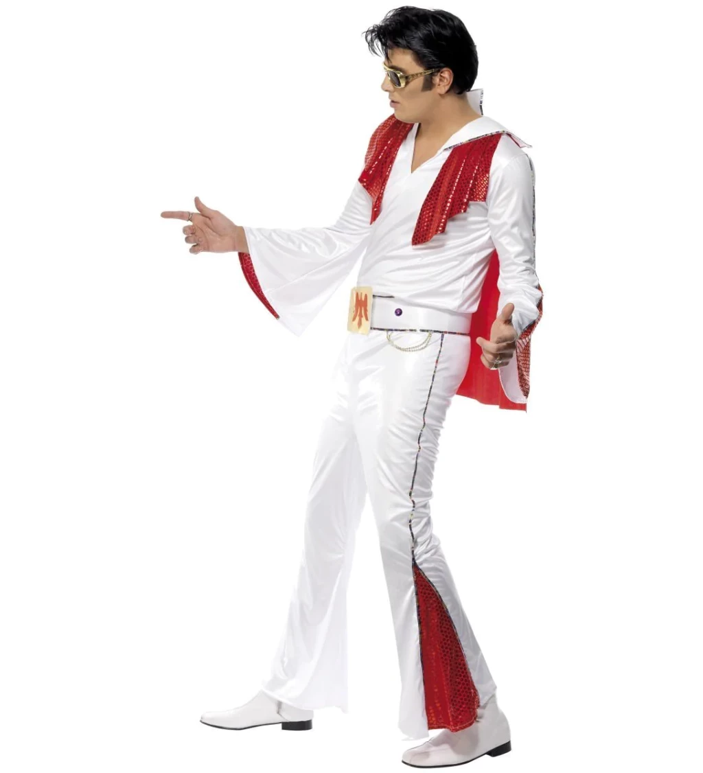 Pánský kostým - Elvis bílo-červený
