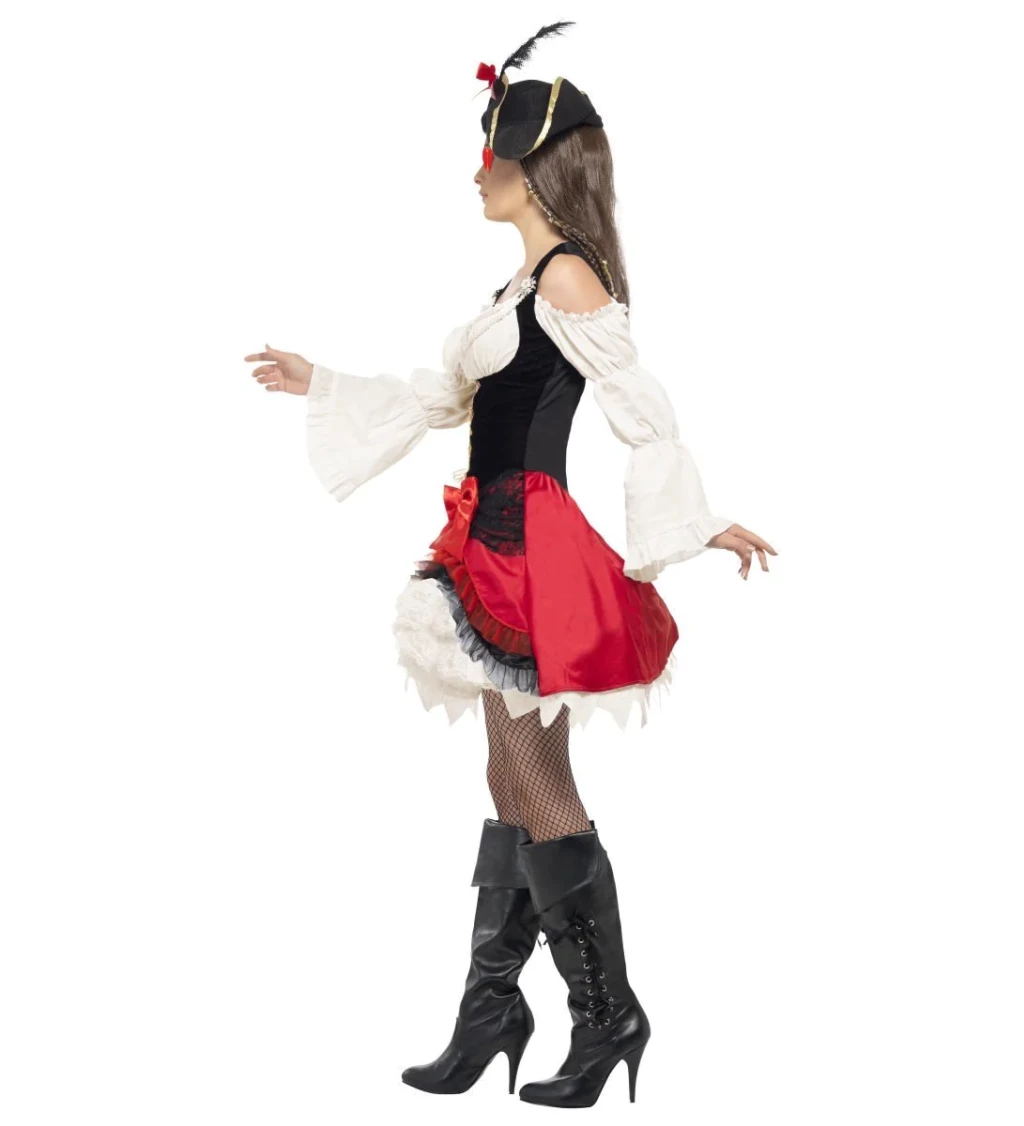 Dámský kostým - Pirátka červená glamorous