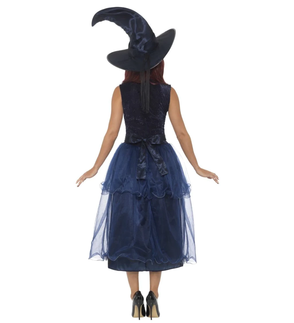 Tmavě modrý čarodějnický kostým - sada