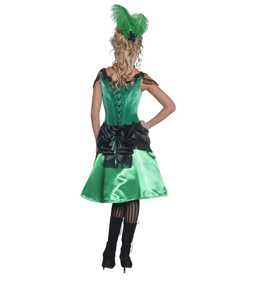 Dámský kostým - Kankánová tanečnice zelená