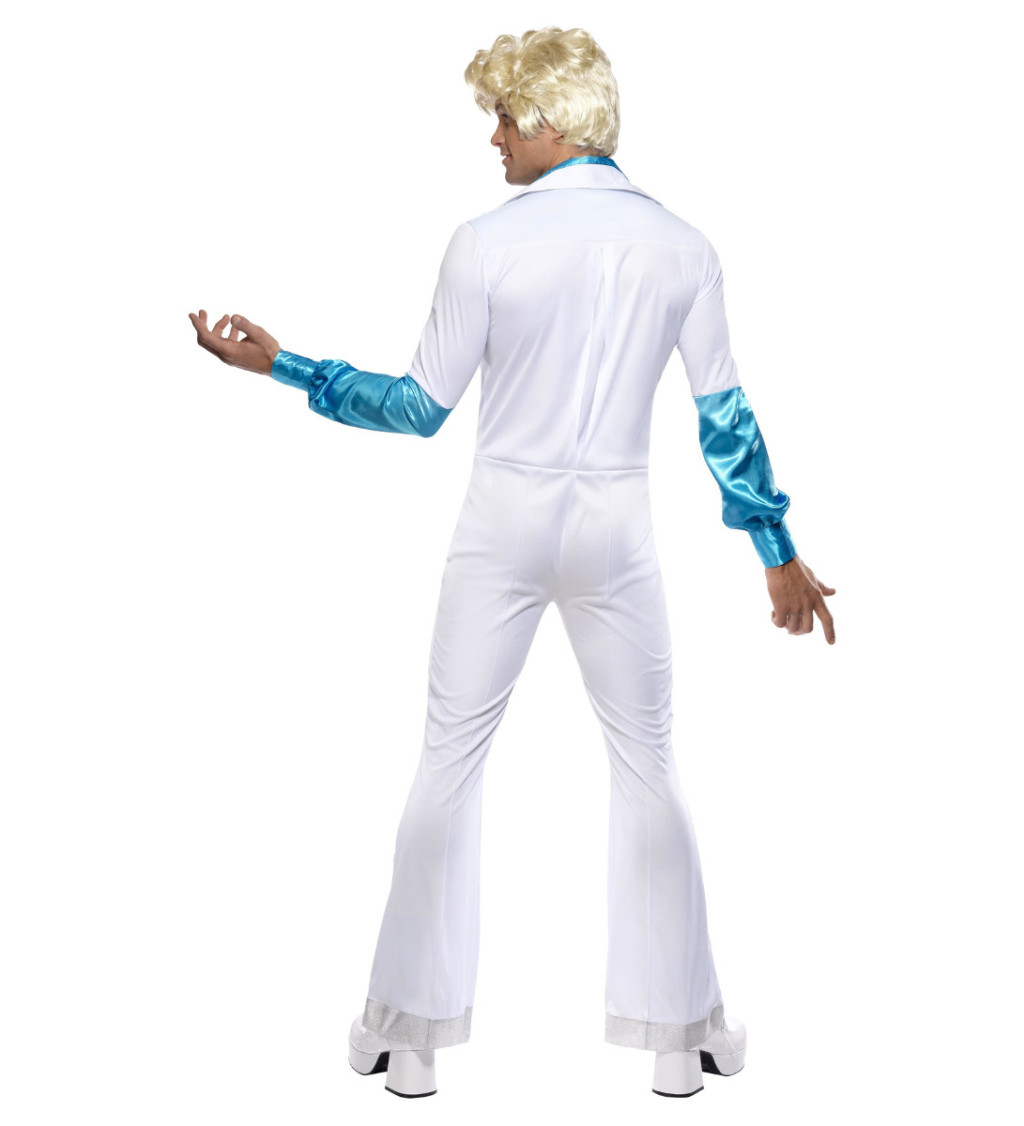 Pánský kostým - Disco man 70. léta modro-bílý
