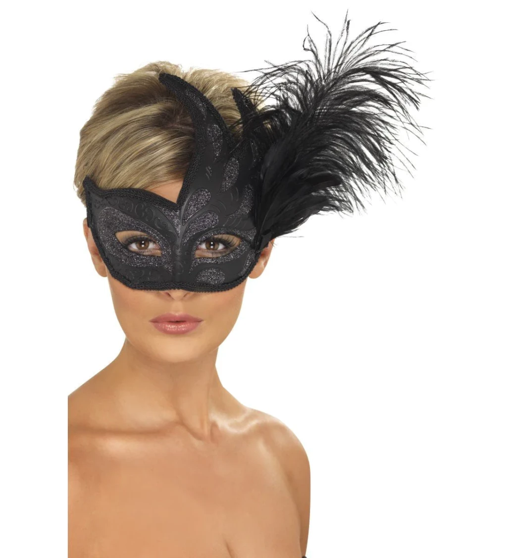 Benátská maska černá Noční můra