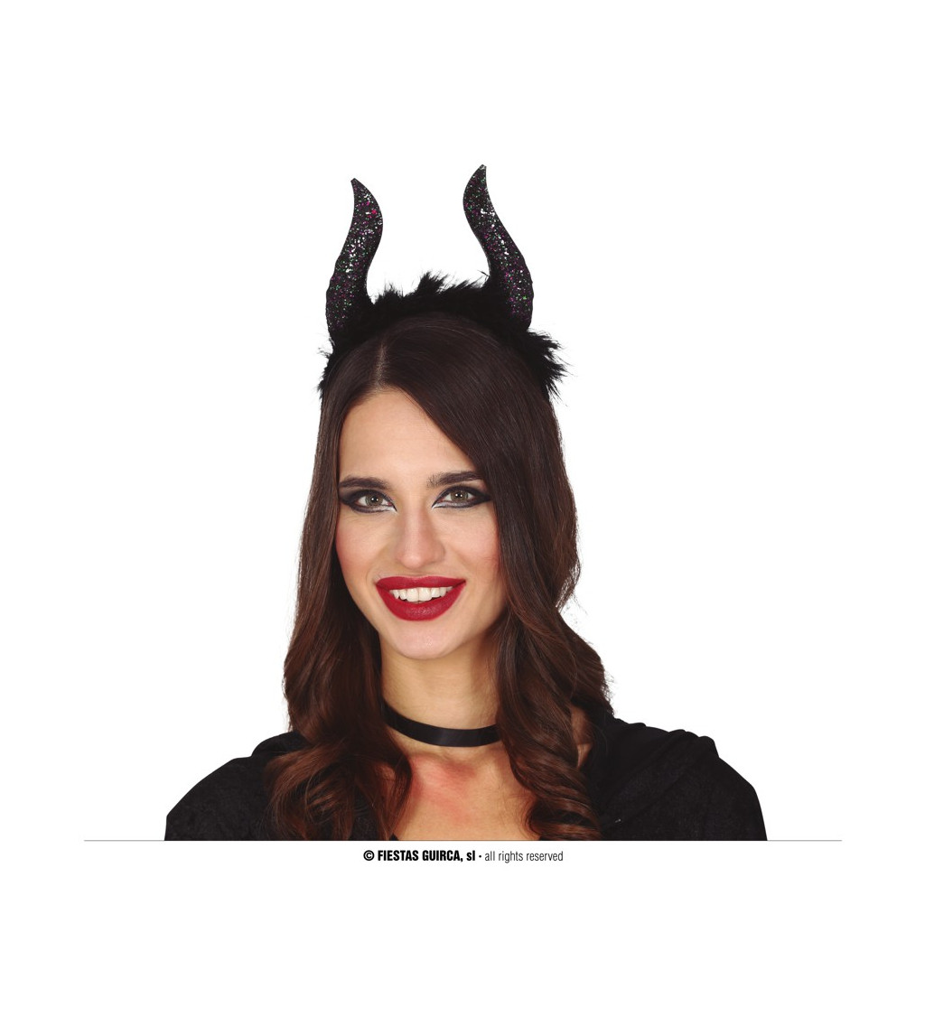 Třpytivá čelenka s rohy