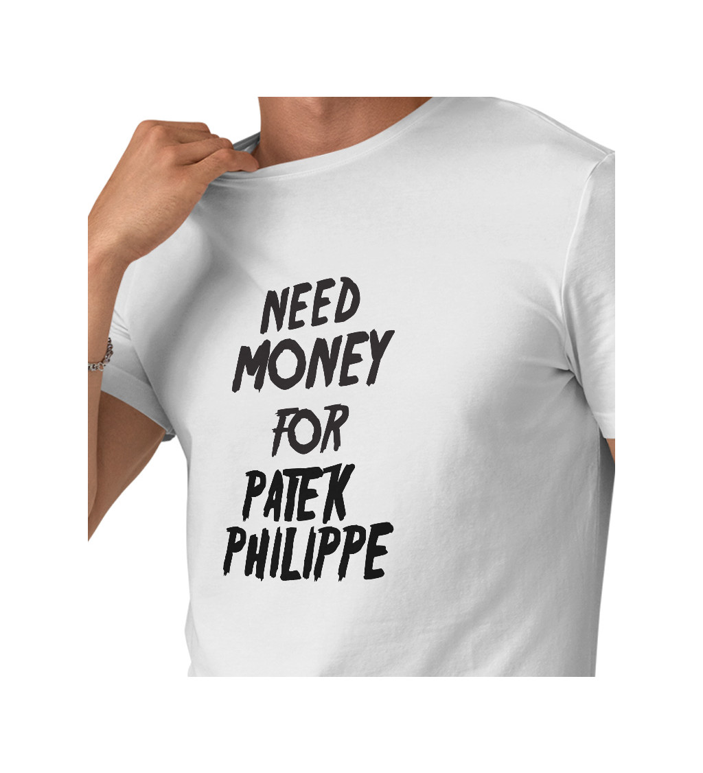 Pánské triko bílé - Need money for Philippe