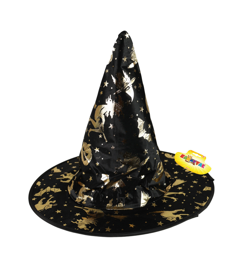 Zlato - černý čarodějnický klobouk