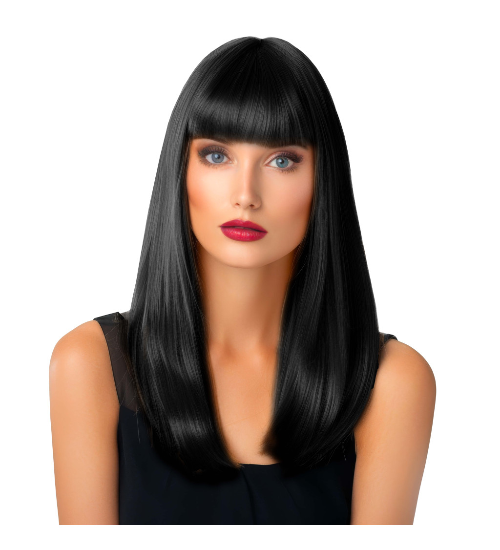 Dámská paruka rovná s ofinou černá