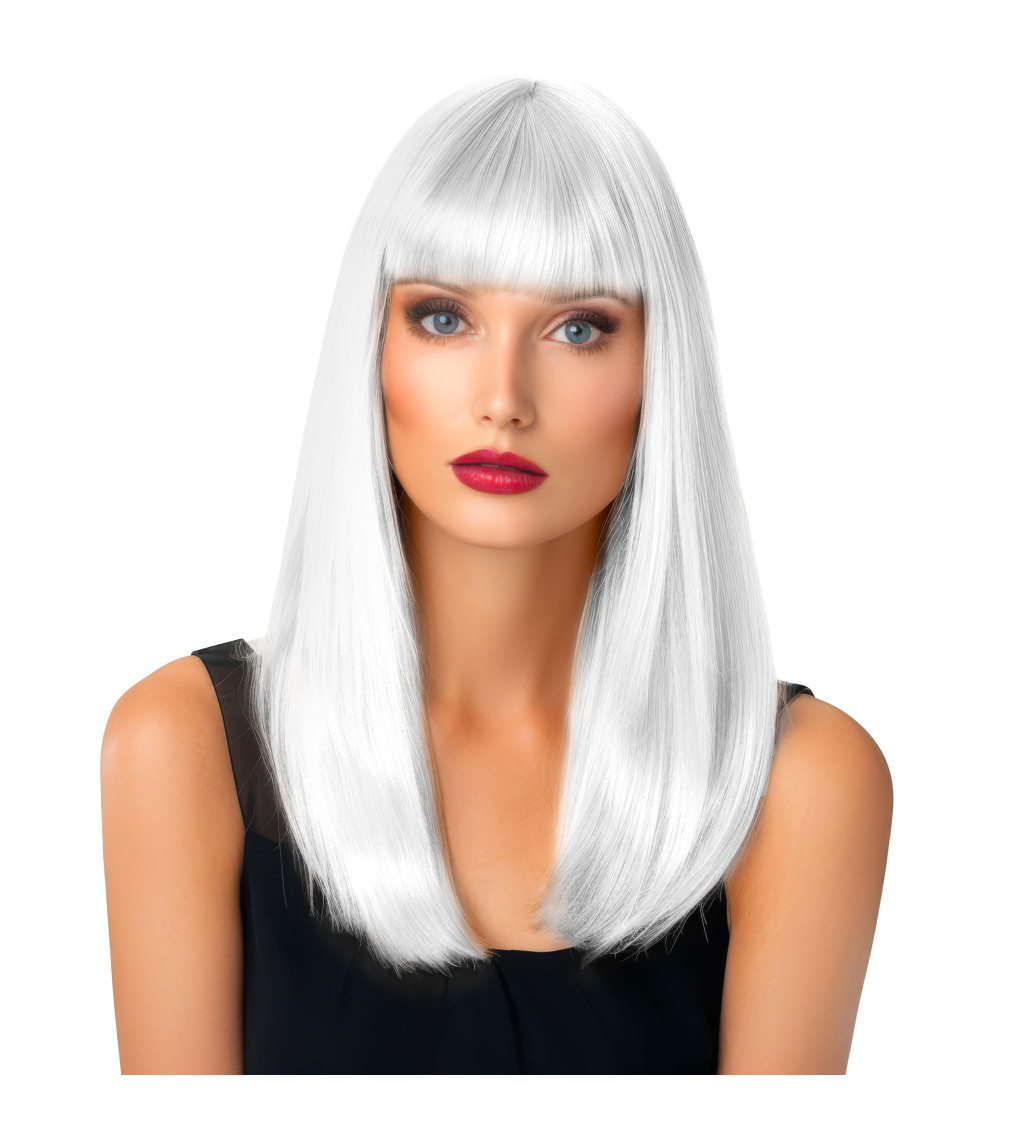 Dámská paruka rovná s ofinou bílá