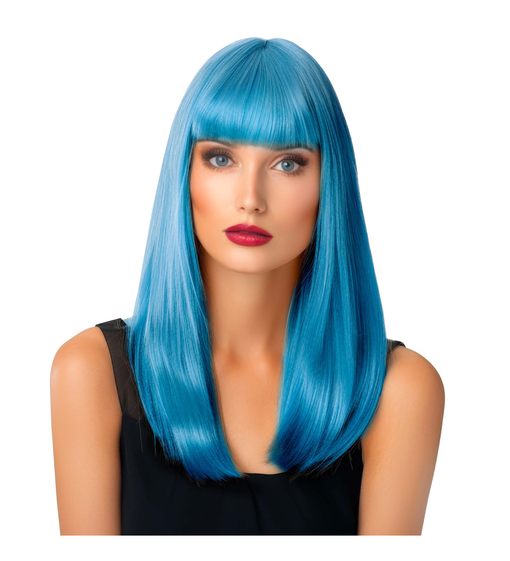 Paruka rovná s ofinou, modrá
