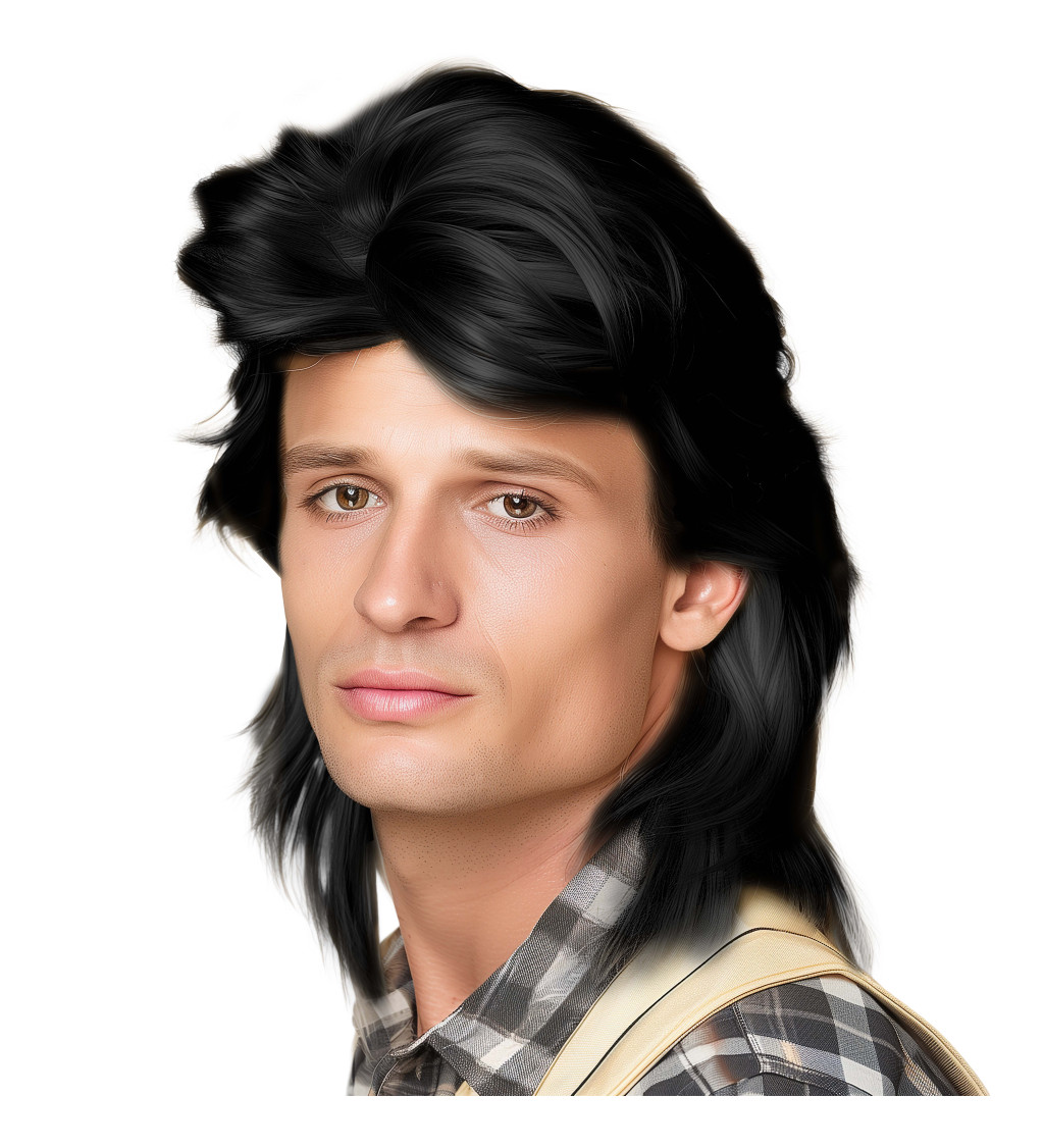 Pánská paruka mullet černá