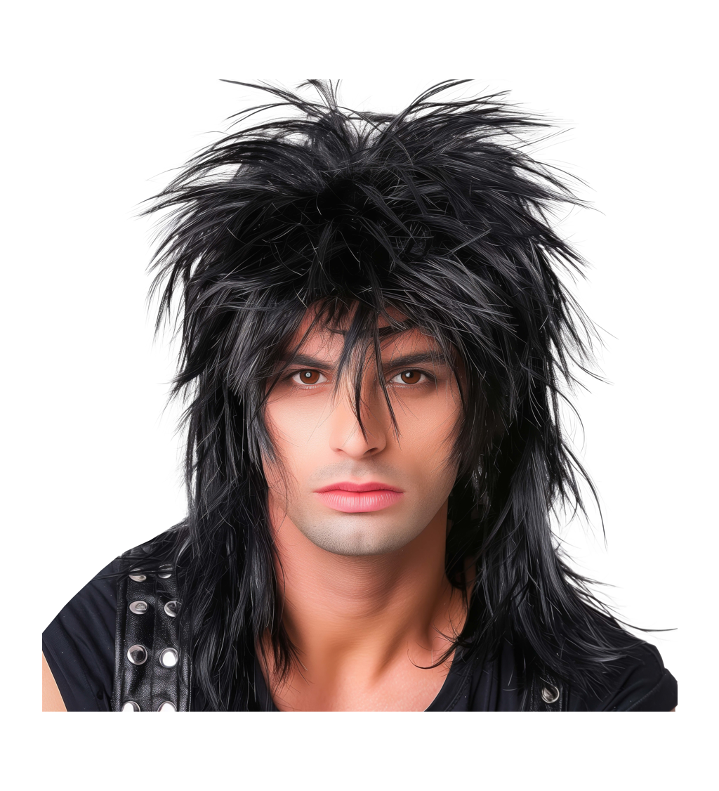 Pánská paruka 80. léta rocker černá