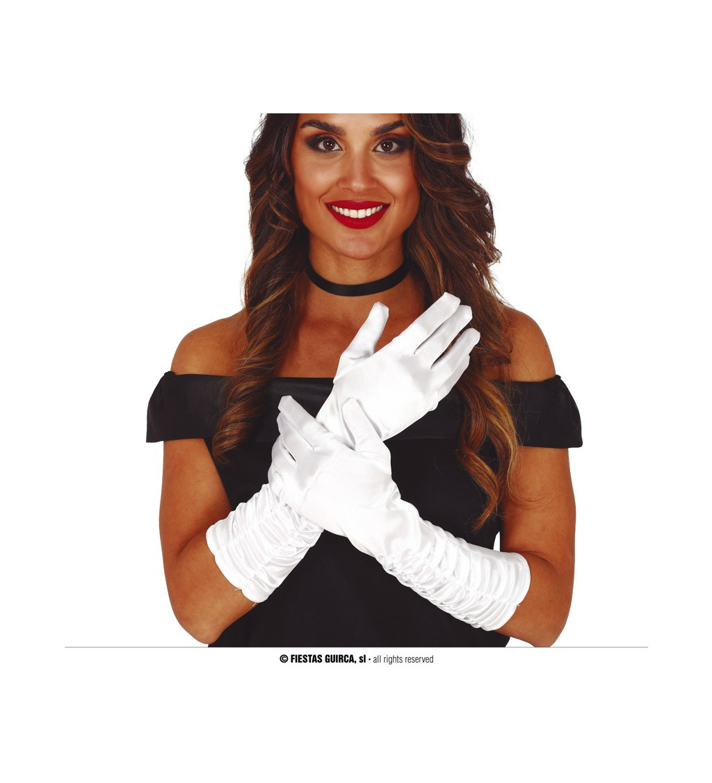 Bílé vrásčité rukavice