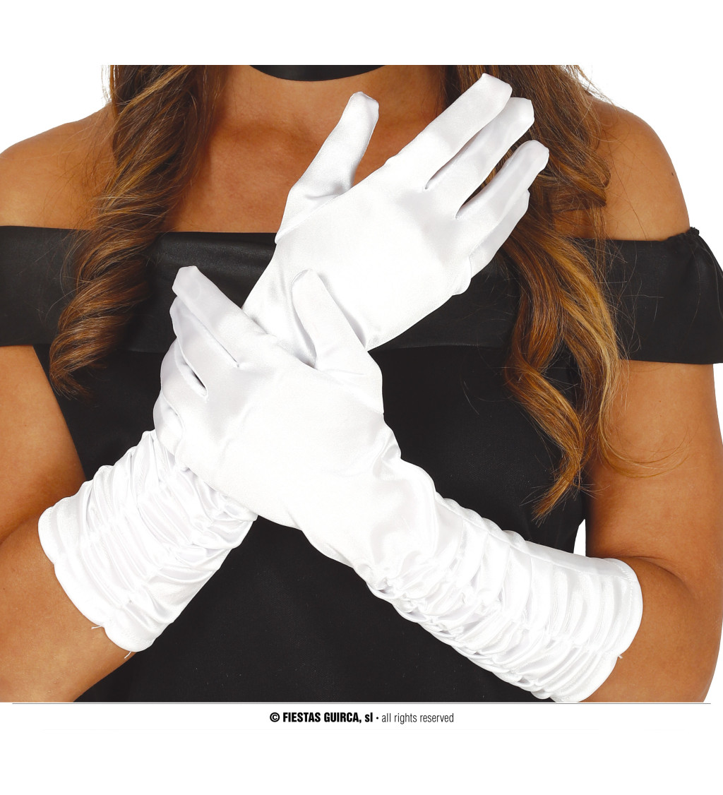 Bílé vrásčité rukavice