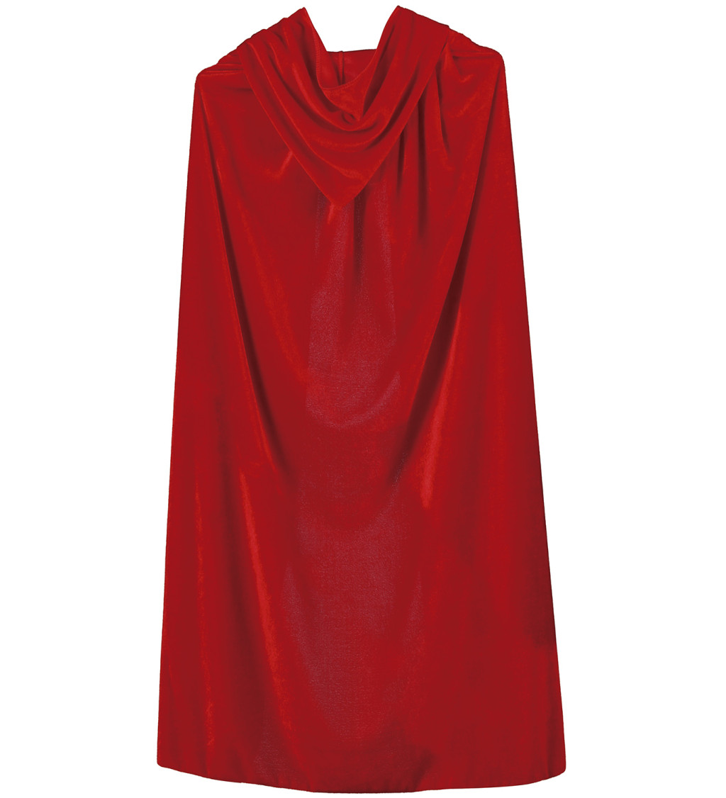 Dětský červený sametový plášť s kapucí