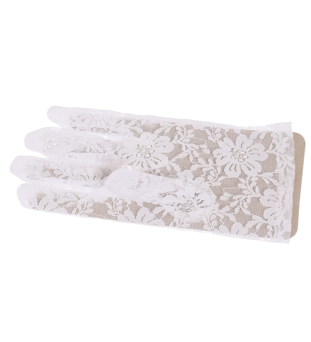 Bílé krajkované rukavičky