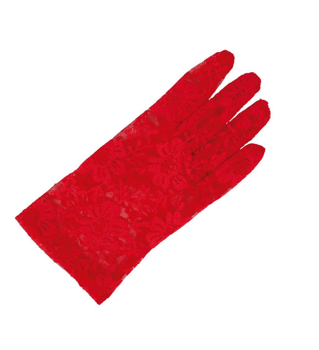 Červené krajkové rukavičky