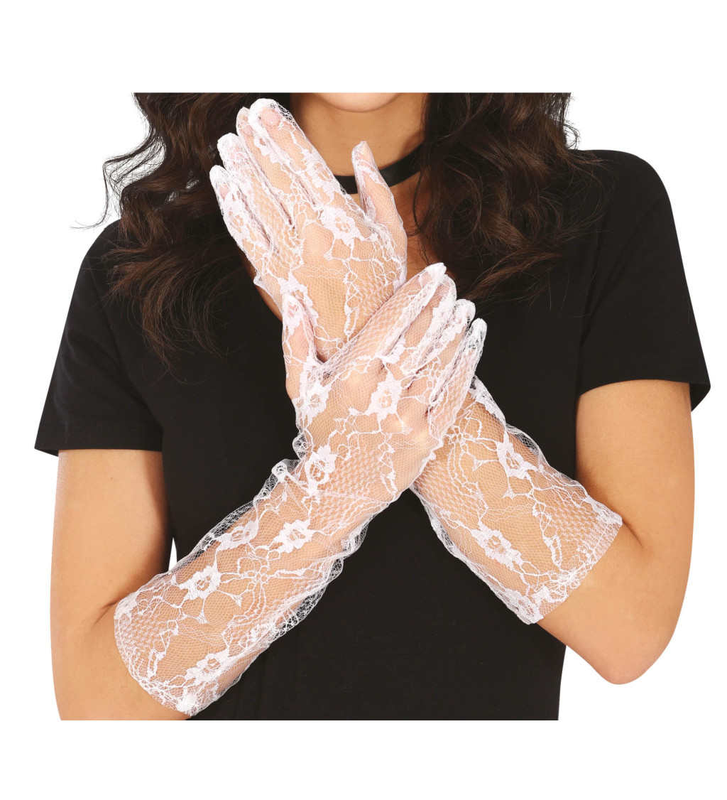 Krajkové bílé rukavice