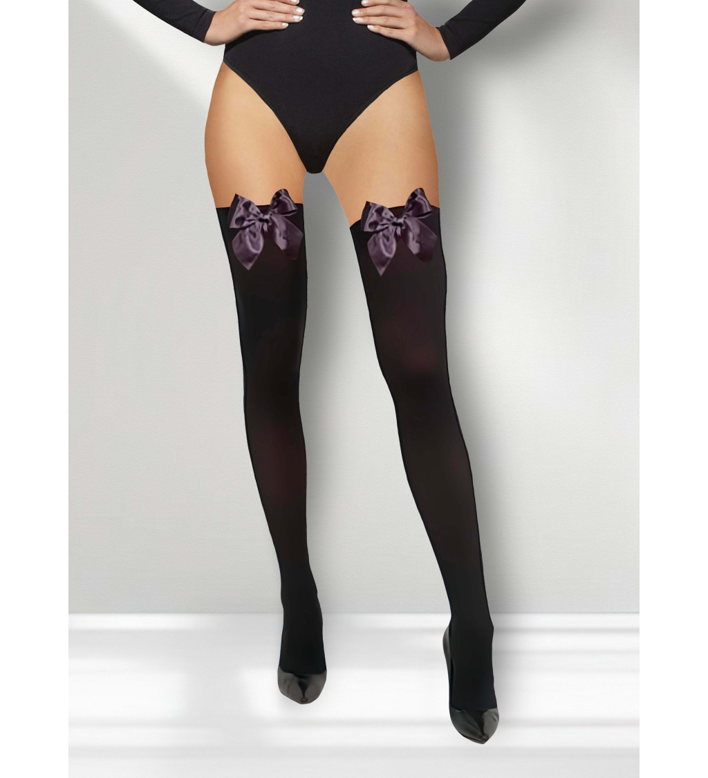 Punčochy černé s černou mašlí