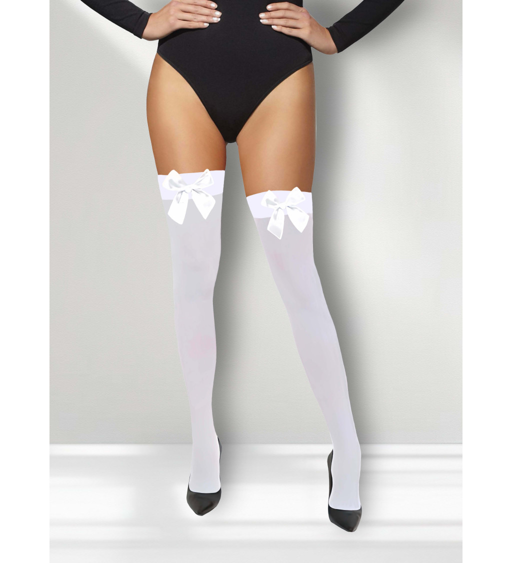 Punčochy bílé s bílou mašlí