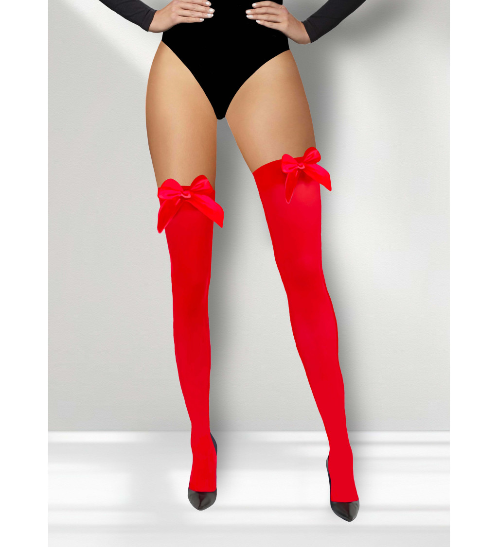 Punčochy červené s červenou mašlí