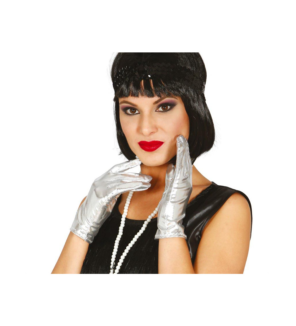 Krátké rukavice stříbrné