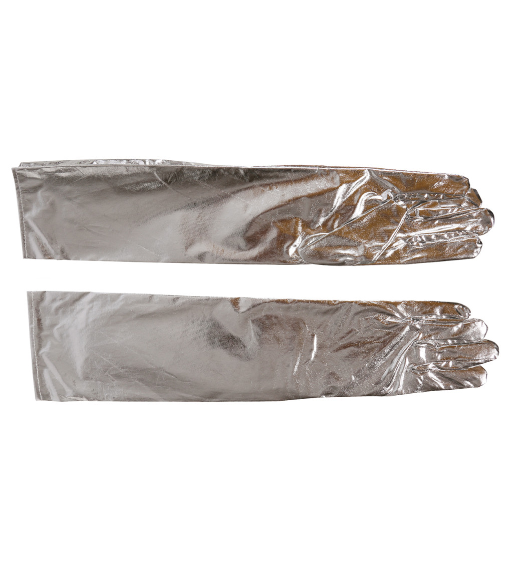 Dlouhé rukavice stříbrné